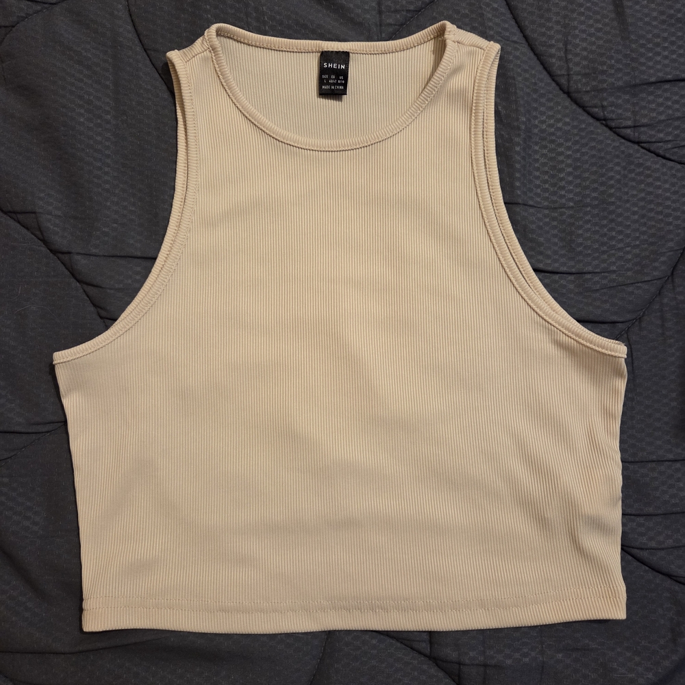 Shein Cream Ribbed Tank Top